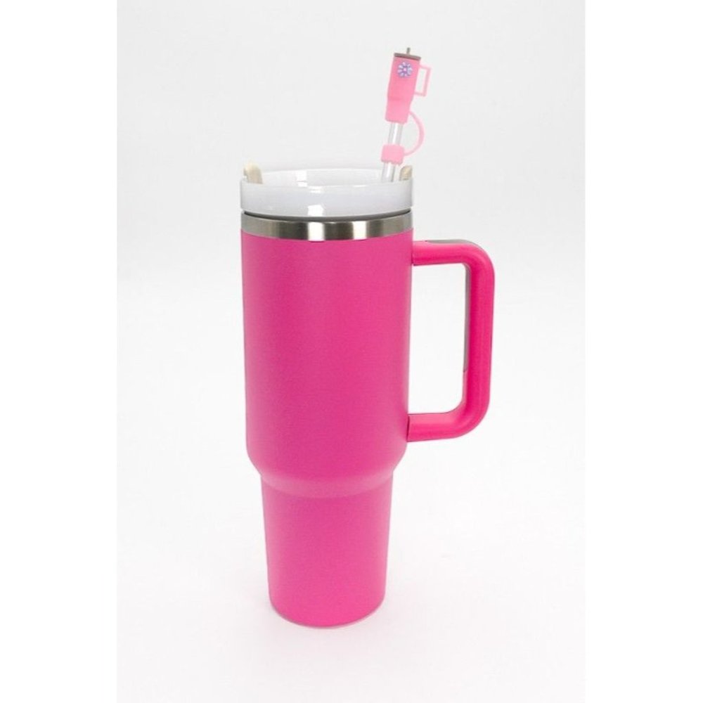 Diona J Insulated Stainless Steel Water Bottle with Handle and Straw Lid Fuchsia